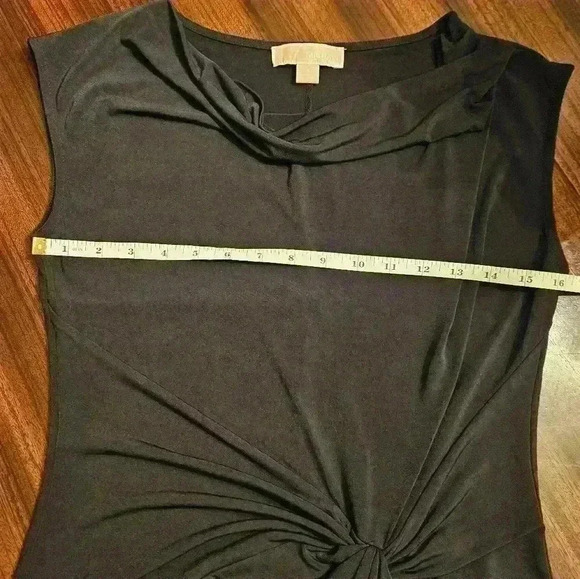 MICHAEL Michael Kors Black Midi Cap Sleeve Twist Waist Coctail Dress Sz S EUC - Picture 8 of 11